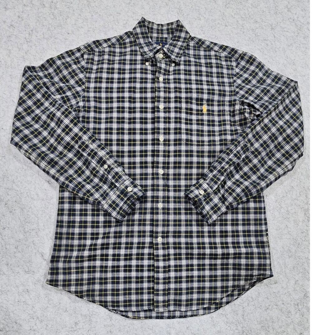Polo Ralph Lauren Men's Navy Green Plaid Button Down Shirt Long Sleeve Size M